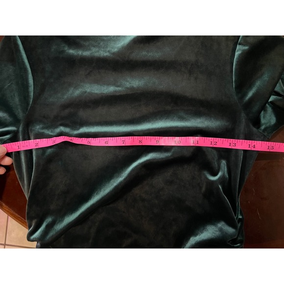Abercrombie & Fitch Emerald Green Velvet Ruched Mock Neck Mini Dress Paloma long - Picture 7 of 8